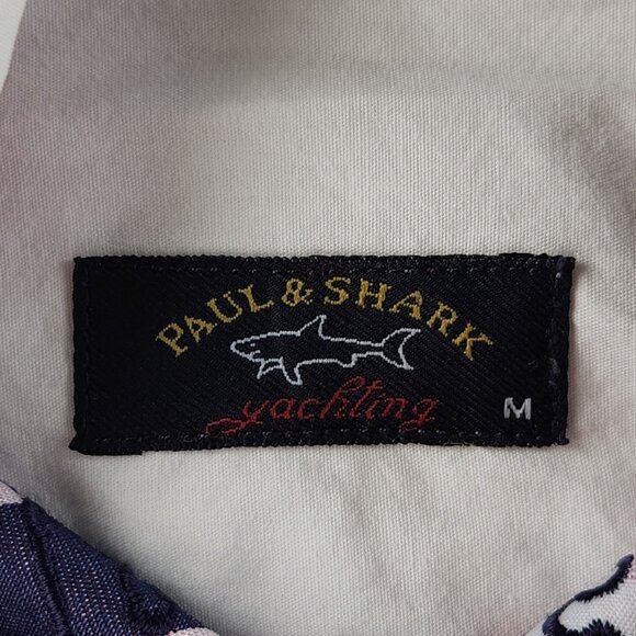 Paul & Shark Cotton Graphic Print Button-Down Medium White Shirt Men Long Sleeve - Picture 11 of 16
